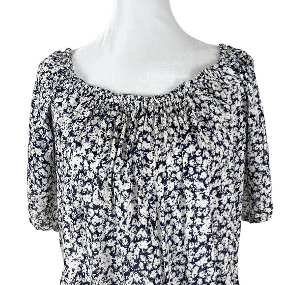 Zara Daisy Floral Short Sleeve Cropped Top Blue Size Medium - Picture 3 of 6